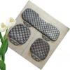 Winter Car Seat Cushion Without Backrest, Checkered Embroidered Plush, Tie-free Warmth, Three-piece Set, Front and Rear Single Seat Cushion
