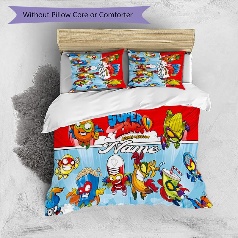3pcs Custom Name SuperZings Bedding Set Duvet Cover Closure Includes 1 Duvet Cover & 2 Pillowcases for All Seasons Bedroom Decor