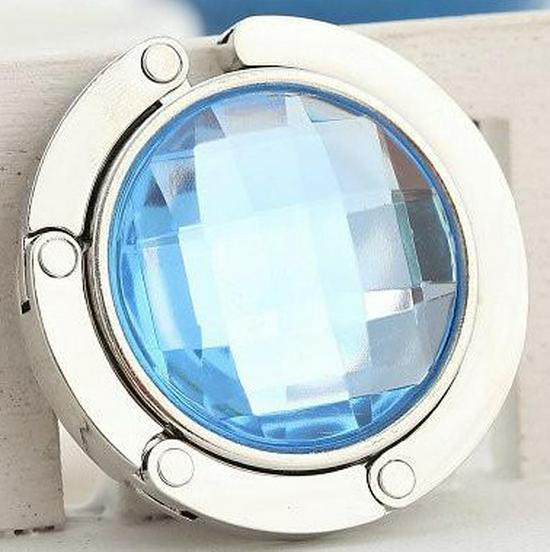 Portable Folding Crystal Handbag Hook - Rhinestone-Free Metal Clip for Table Edge