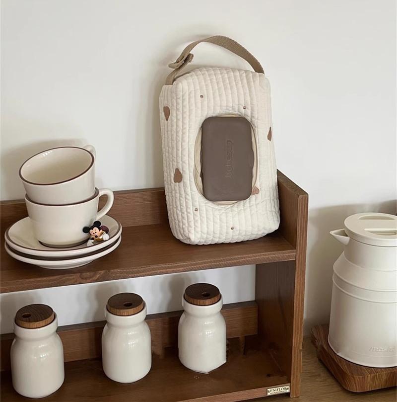 Ins Car Tissue Box Hanging Cartoon Car Seat Back Tissue Hanging Bag Baby Stroller Wet Tissue Storage Bag