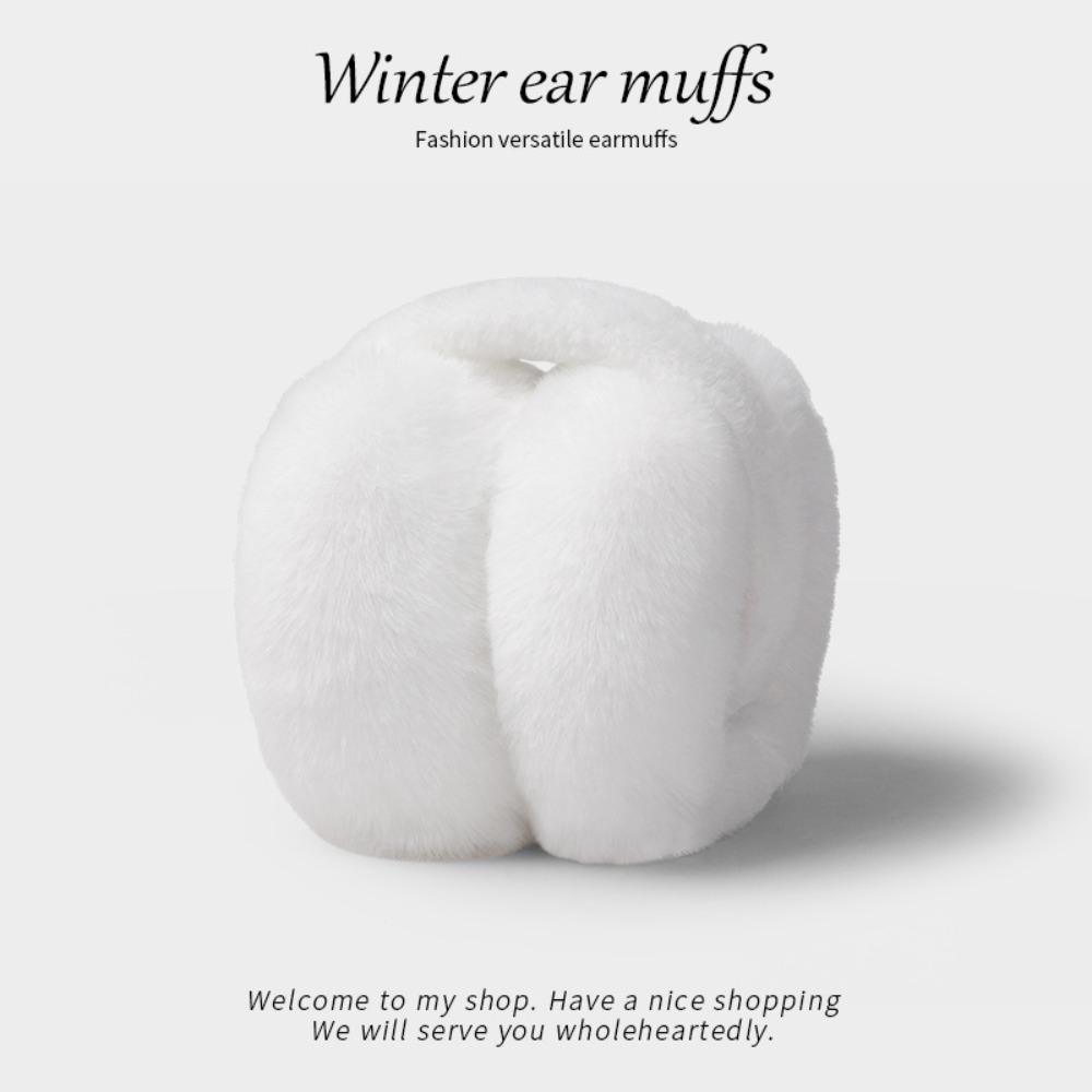 

Ear Cap Imitation Fur Plush Earmuffs Solid Color Foldable Ear Cover Comfortable Ear Muffs Student білий