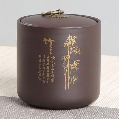 Large Purple Sand Tea Can, Gilt Pu'er Loose Tea, Sealed Jar, Purple Mud Tea Set, Boutique Tea Can.