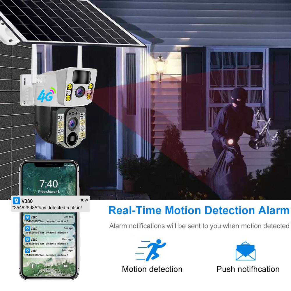 4G Solar-Powered V380 Surveillance Camera: 6MP, Waterproof, Outdoor, PTZ.