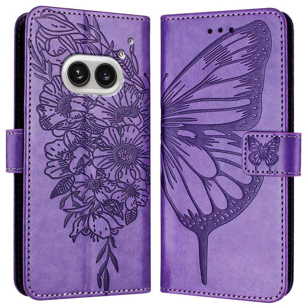 For Nothing Phone (2a) Plus/Phone (2a) Wallet Case with Wrist Strap Butterfly Imprint Leather Phone Cover