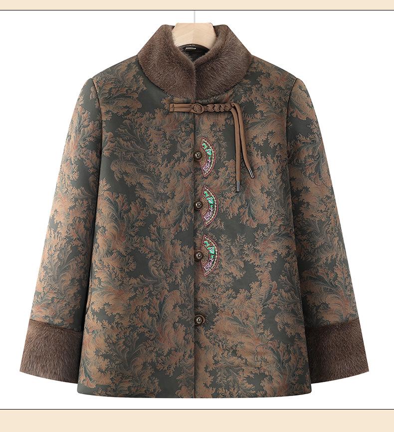 Autumn and Winter Plus Velvet Thickened Fashionable Outerwear for Middle-aged and Elderly Women