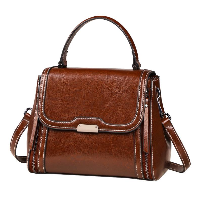 Genuine Leather Crossbody Bag Women's Premium Touch with Vintage Style Small Square Bag Cowhide Shoulder Bag