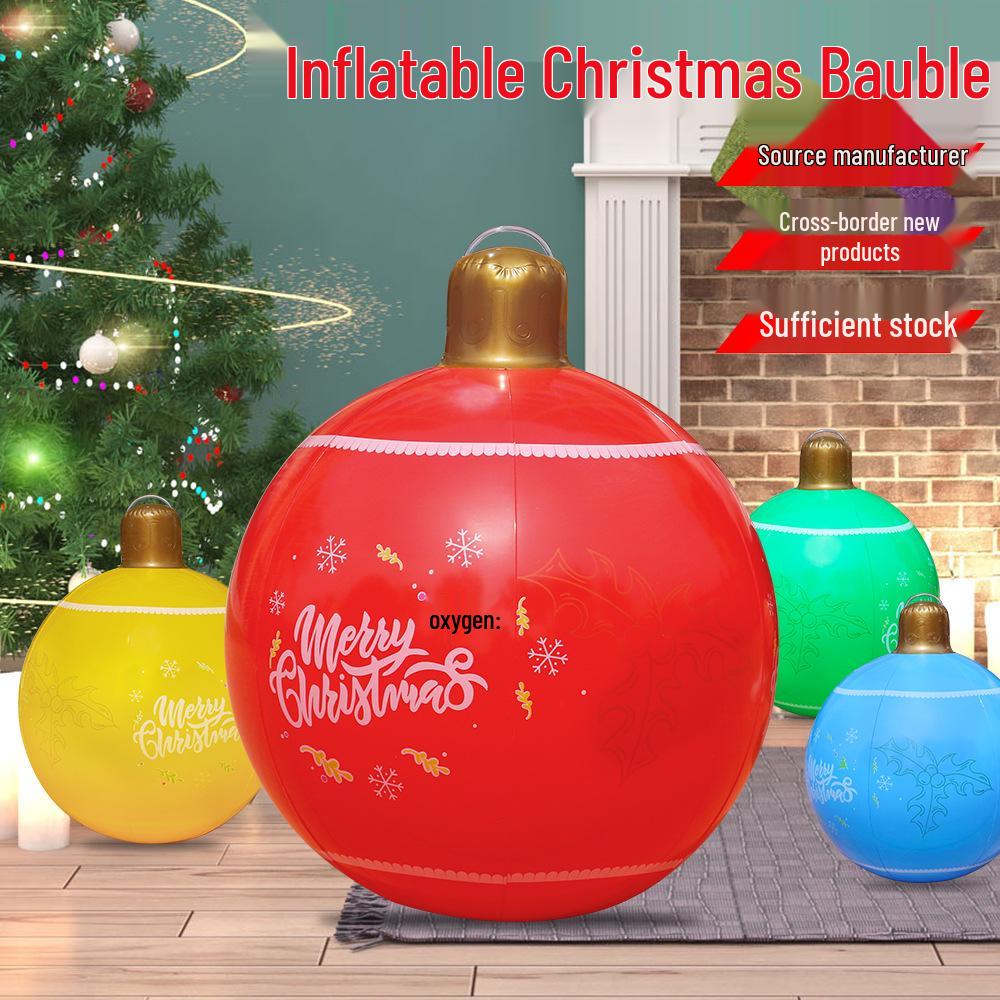 Outdoor PVC Inflatable Christmas Ball with Hanging Lantern for Courtyard Decoration