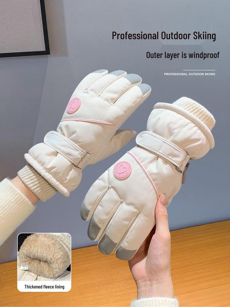 Women's Ski Gloves 2025: Velvet-Lined, Warm, Touchscreen Electric Bike Gloves for Autumn/Winter.
