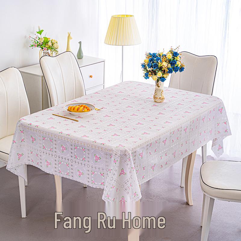 European Plain Lace Waterproof PVC Tablecloth - Anti-Scalding, No-Wash, Rectangular Dining & Coffee Table Mat