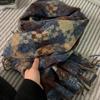 High-End Temperament Atmospheric Blue Plaid Scarf Women's Winter Versatile Thickened Couple Warm Student Neck Warmer