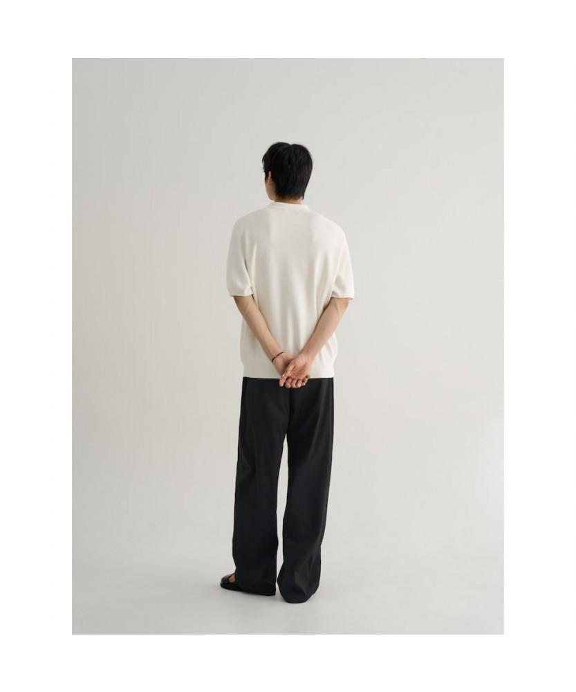 8SECONDS Formal Half-Zip Collared Neck Short Sleeve Knit Ivory
