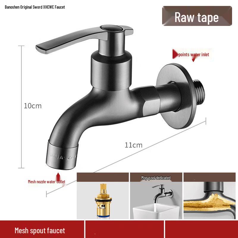 TLXT Gunmetal Grey Extended Household Mop Sink Faucet