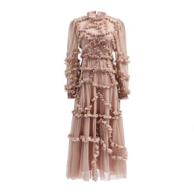 Sparkling Crew Neck Long Sleeve Temperament Banquet Dress Dress