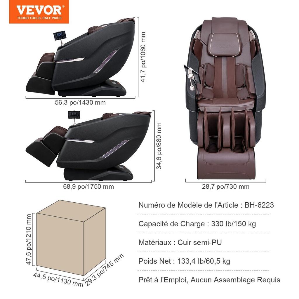 Full Body Massage Chair, Shiatsu Massager, Reclining Chair, SL Rail