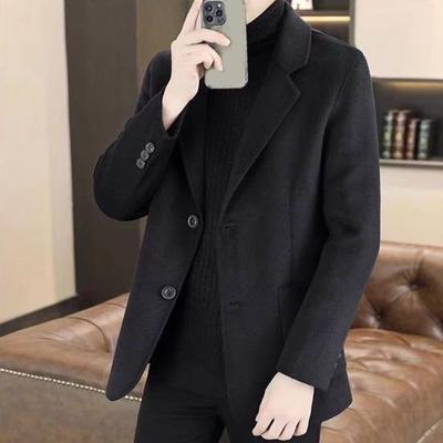 Wool Suit Coat Lapel Long Sleeve Single Breasted Two-Button Jacket with
