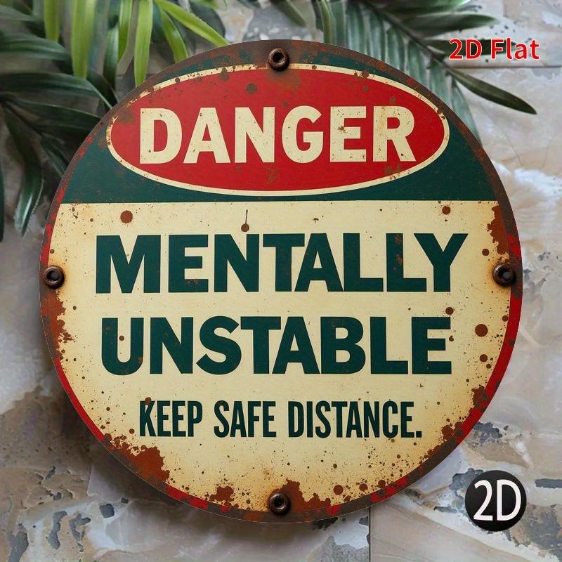 

Винтажная круглая алюминиевая табличка Соблюдайте безопасную дистанцию чистый