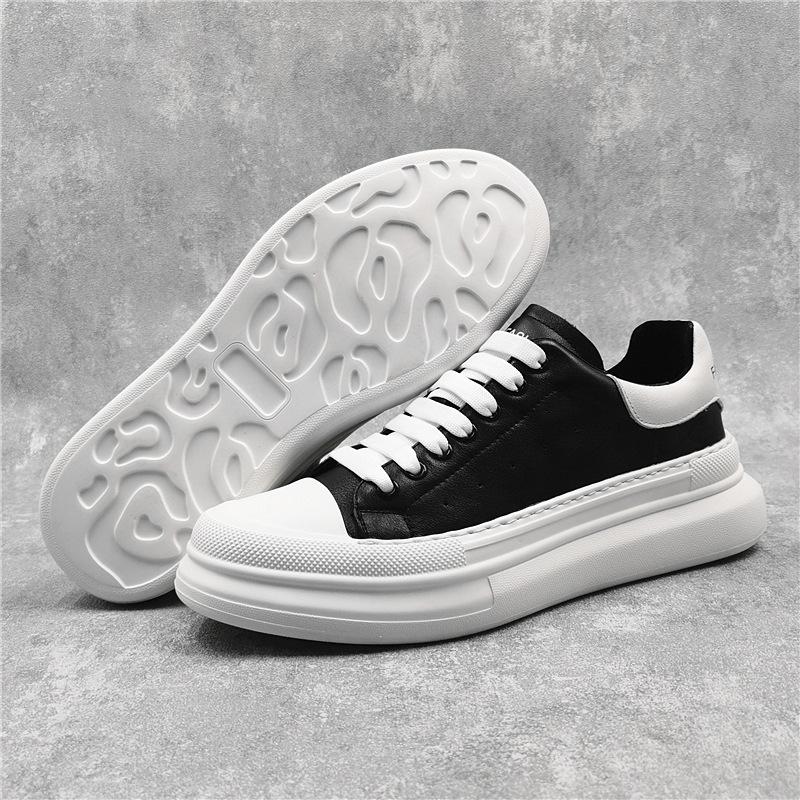 Fashion Men'S Genuine Leather Little White Shoes Men'S First-Layer Cowhide Single Shoes Korean Version Of Trendy Casual Shoes Versatile Board Shoes