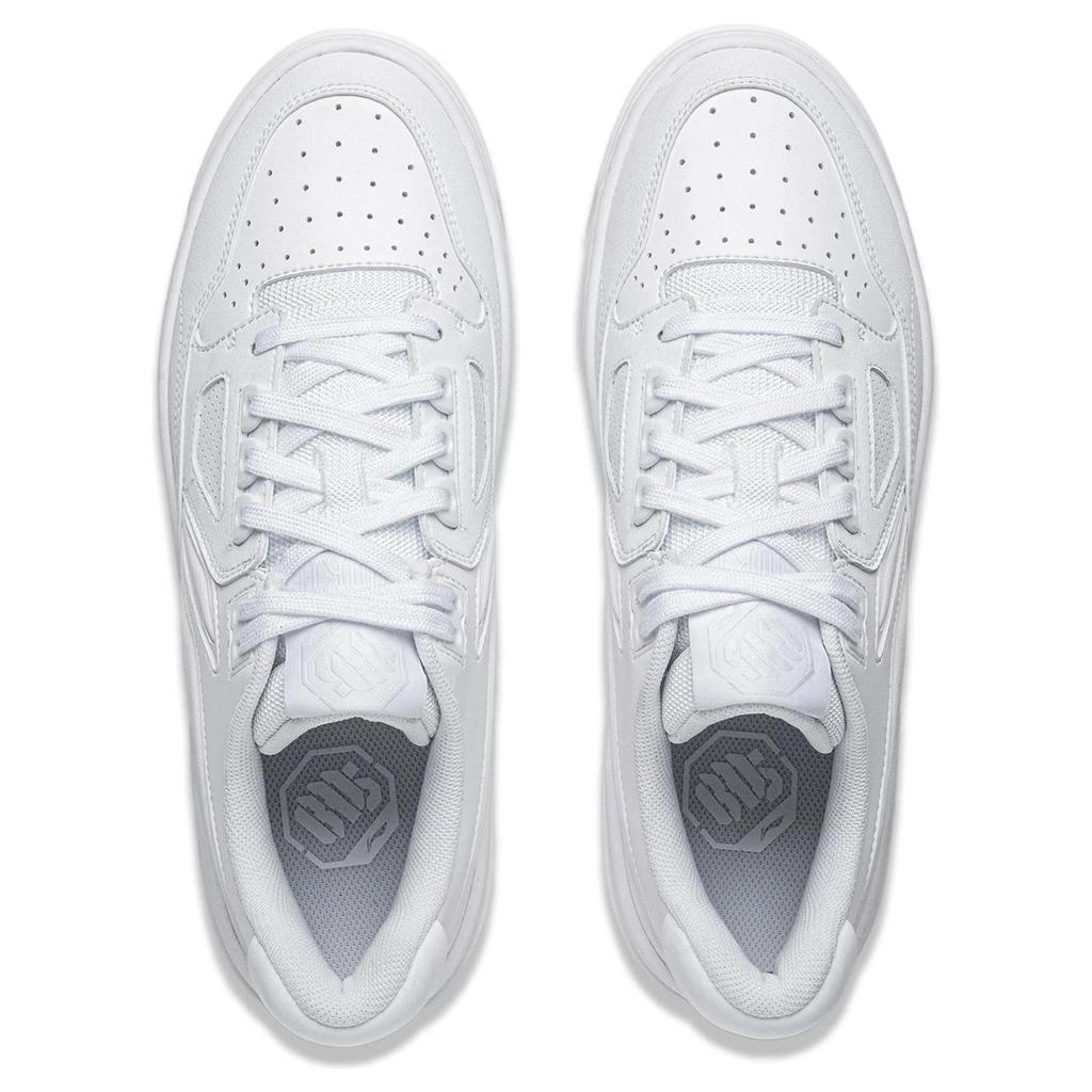 Li Ning Rising Stars Slip Resistant Cushioning Abrasion Resistant Breathable Low top Skateboard Shoes Unisex White ABCV007-2