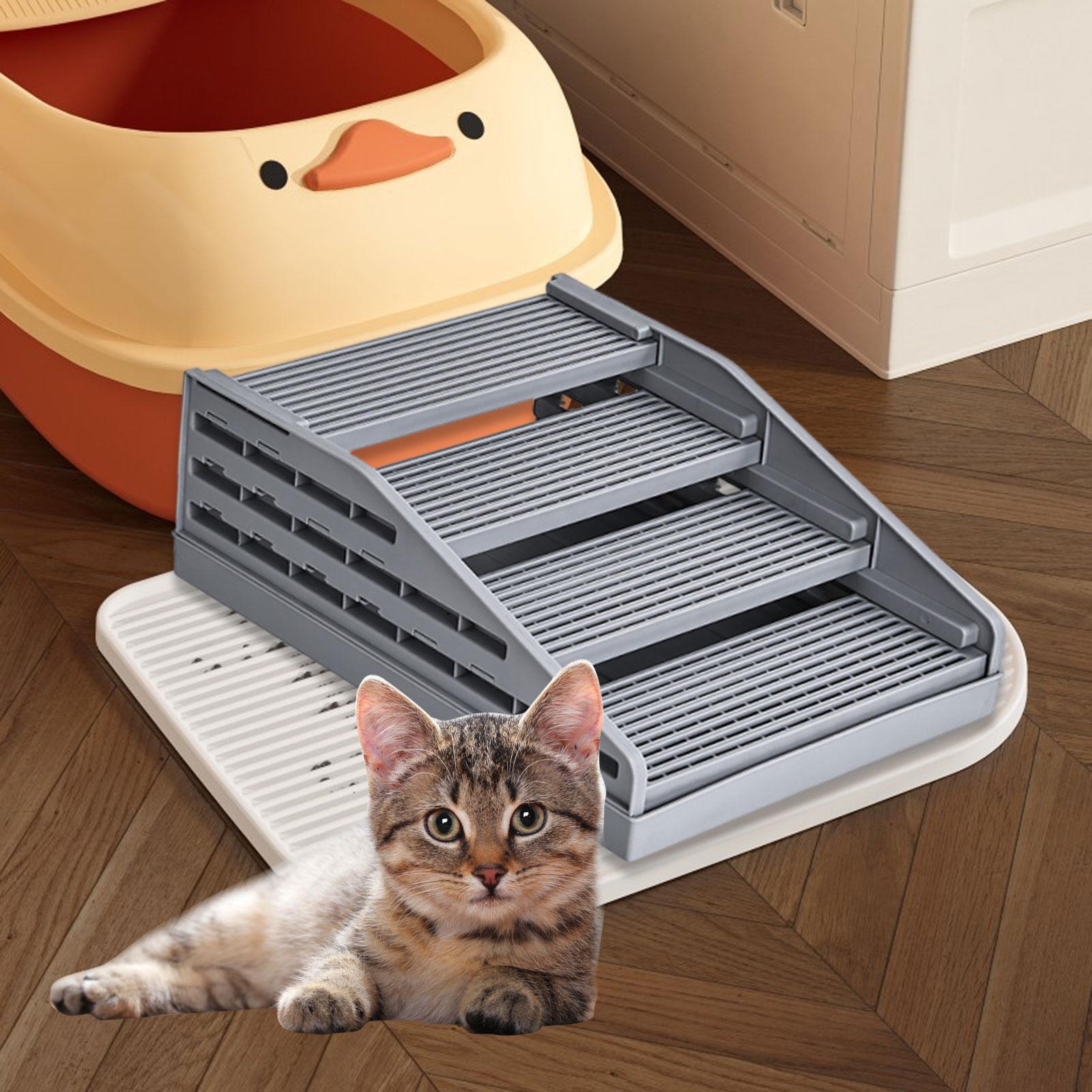 4 Steps Cat Litter Box Ramp Pet Supplies Detachable Practical Cat Litter Box Step серый