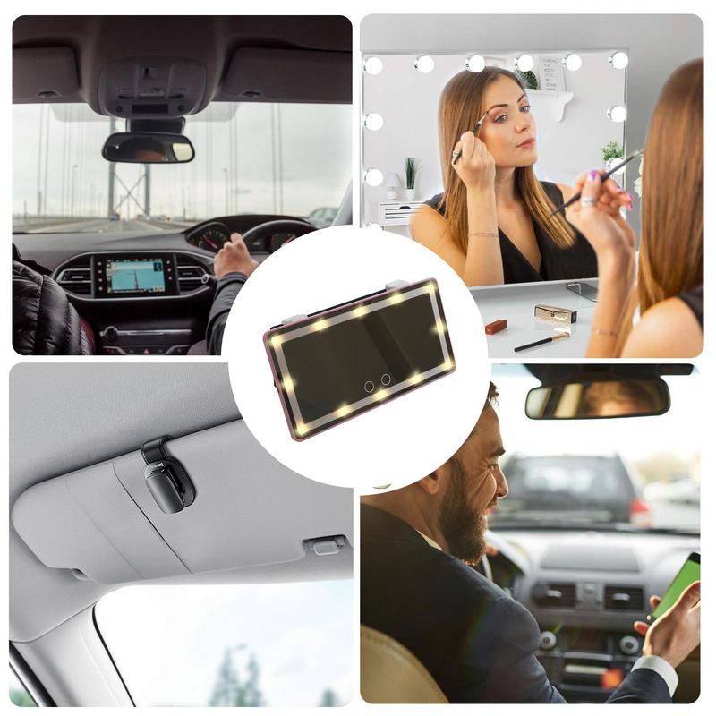 LED Makeup Mirror For Car Vanity LED Light Auto Mirror USB Charging Rearview Mirror Cosmetic Mirror For Mini Cars Trucks SUVs