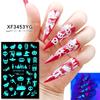 12sheet Luminous Halloween Nail sticker Fluorescent Stickers Glow In The Dark Self Adhesive Halloween Nail Art Stickers