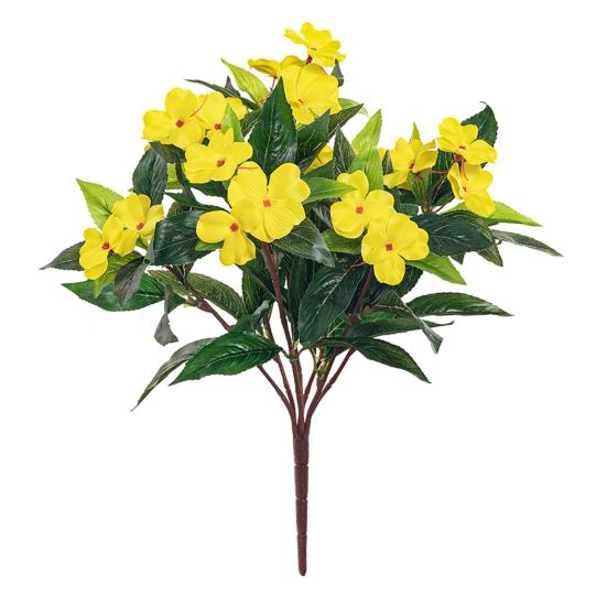 Artificial Impatiens Bunch UV Resistant Faux Flowers Low Maintenance Fake Impatiens Bouquet for Indoor Vase Planters Balcony Decorations