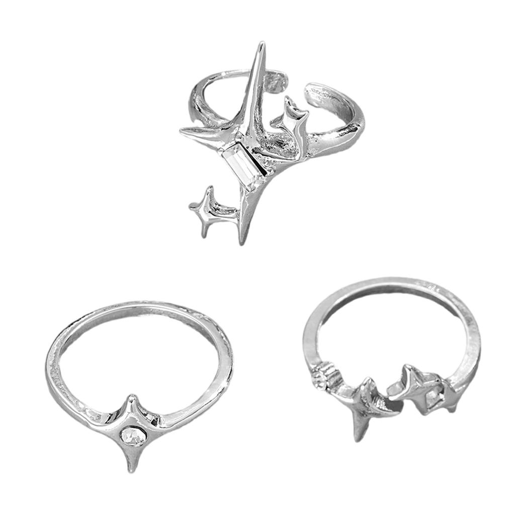 Fashionable Love Zircon Star Texture Couple Rings Decoration Portable for Fashion Couples Daily Use Casual Wear