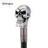 Silver Resin Big Eyes Skull Head Walking Cane Fashion Decorative Steel Stick Gentleman Elegant Cosplay Cane Knob Crosier 94cm
