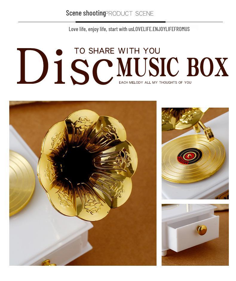 Mini Classic Retro Trumpet Gramophone Music Box & Home Decor