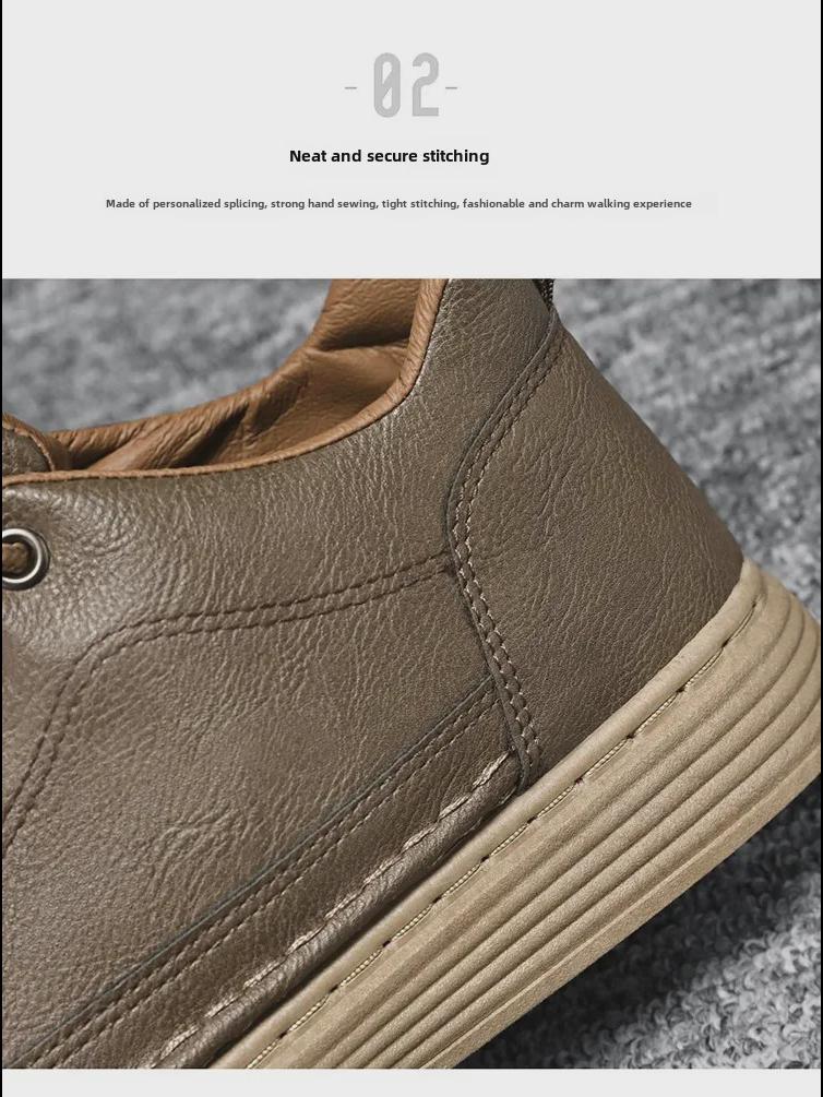 Men's Spring Waterproof Non-Slip Casual Black Leather Shoes