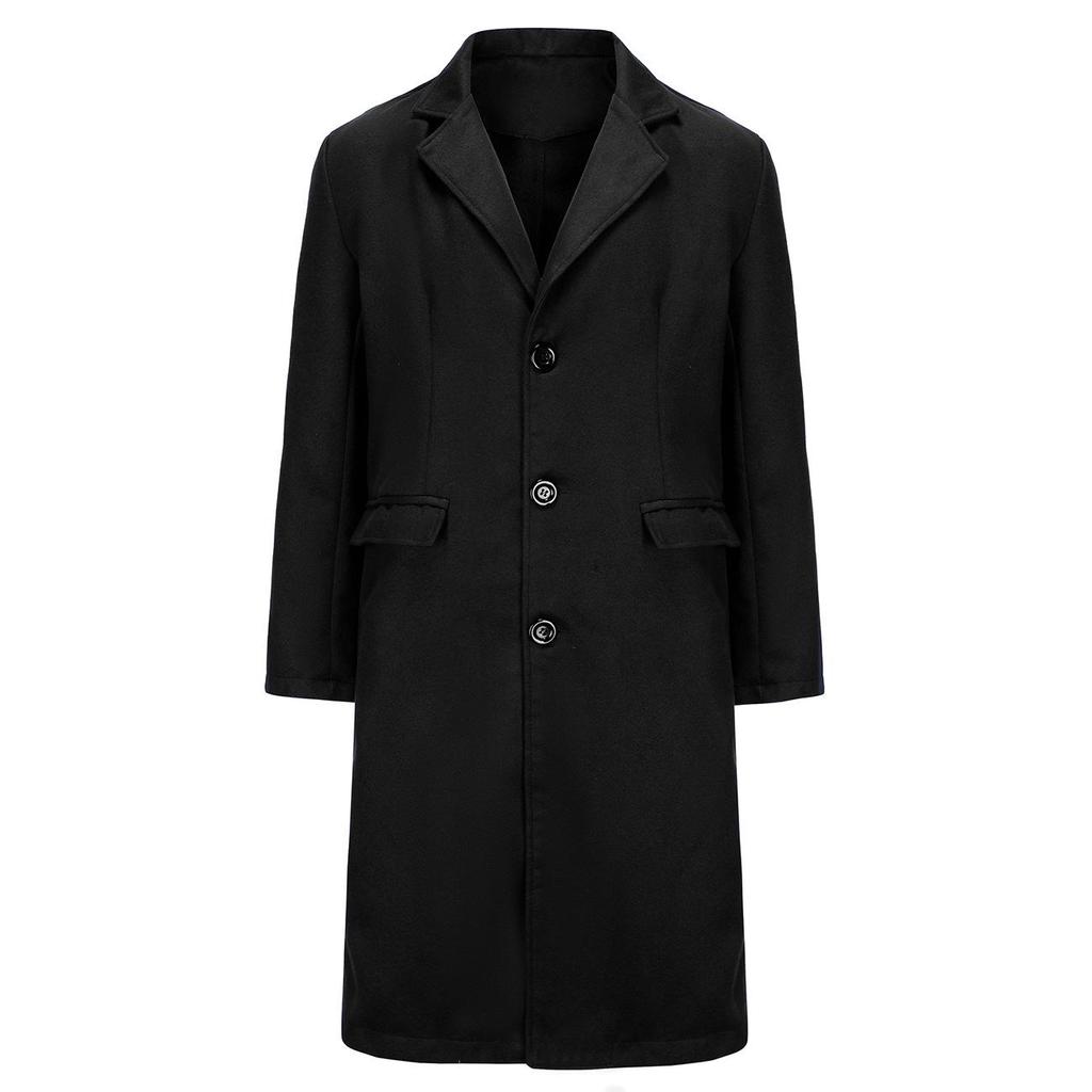 British Style Men's Wool Trench Coat, Autumn/Winter Long Coat