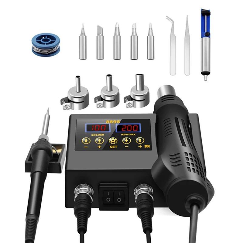 Portable 8898 Digital Soldering Station with Hot Air Blower Gun Desoldering Tool Rework Kit for VS 8586D 8586 LCD Display