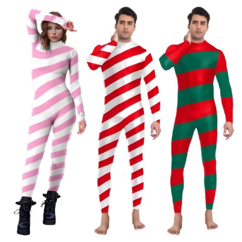 Jumpsuit Xmas Adult Catsuit Fancy Dress Up Christmas Costume Bodysuit Cosplay