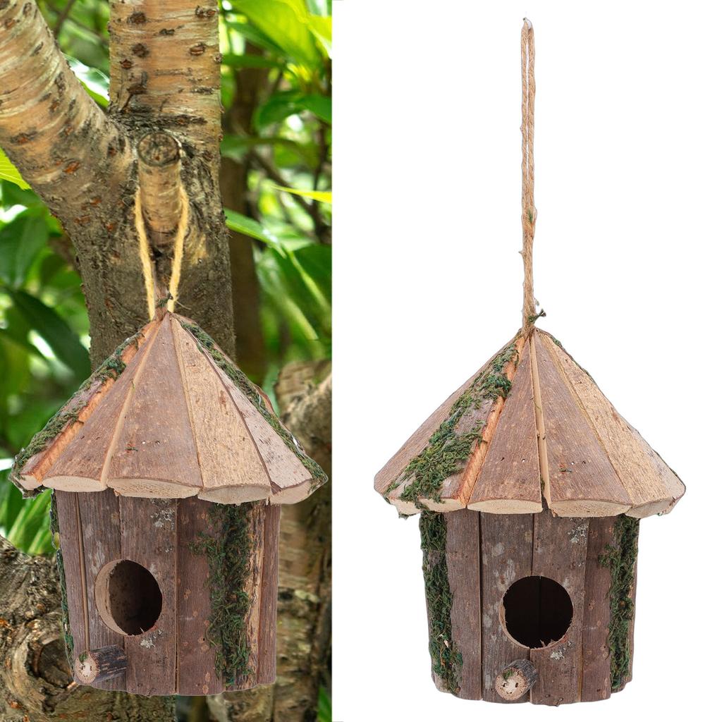Wooden Bird House Decorative   Birdhouse with   Guard for Outdoor Courtyard Backyard