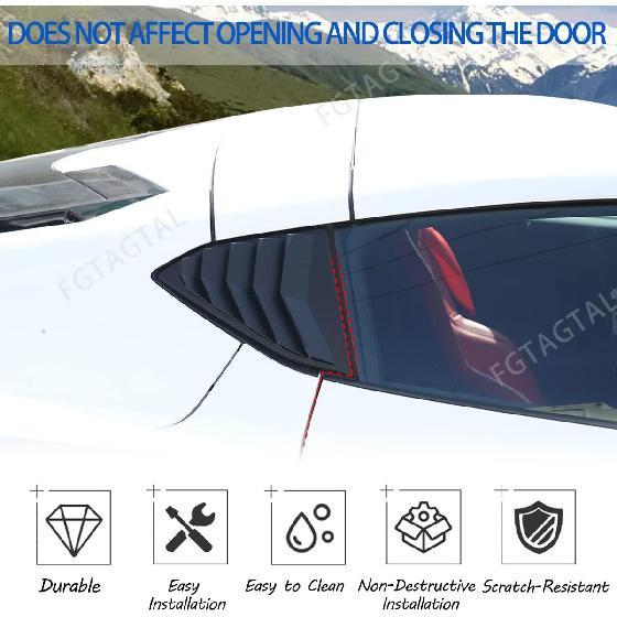 Rear Side Window Louver Cover Compatible with Chevrolet Corvette C8 2020-2025, Rear Window Shutters Trim Cover, Air Vent Scoop Shades Trim