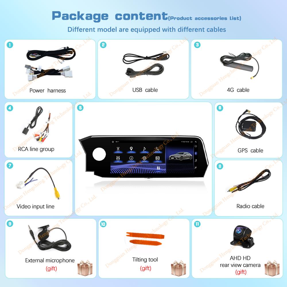 12.3" Car Multimedia Player For Lexus ES200/ES250/ES300/ES350 2018-2020 GPS Navigation Android13 8+128G CarPlay 4G 360 Camera