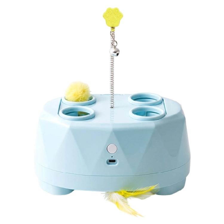 Indoor Play Device with Extending Lower Attachment, Moving Ball, Spring Attachment, and 4 Top Openings for Play