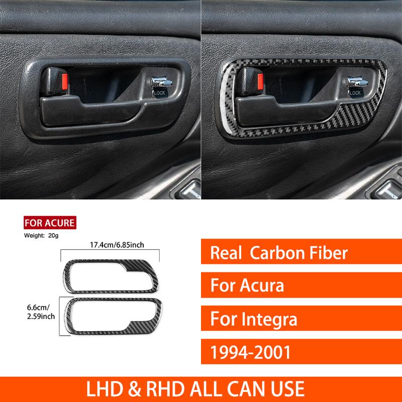 For Acura Integra 1994-2001 Real Carbon Fiber Stickers Door Switch Handle Panel Trim Cover Car Accessories Interior Decorative