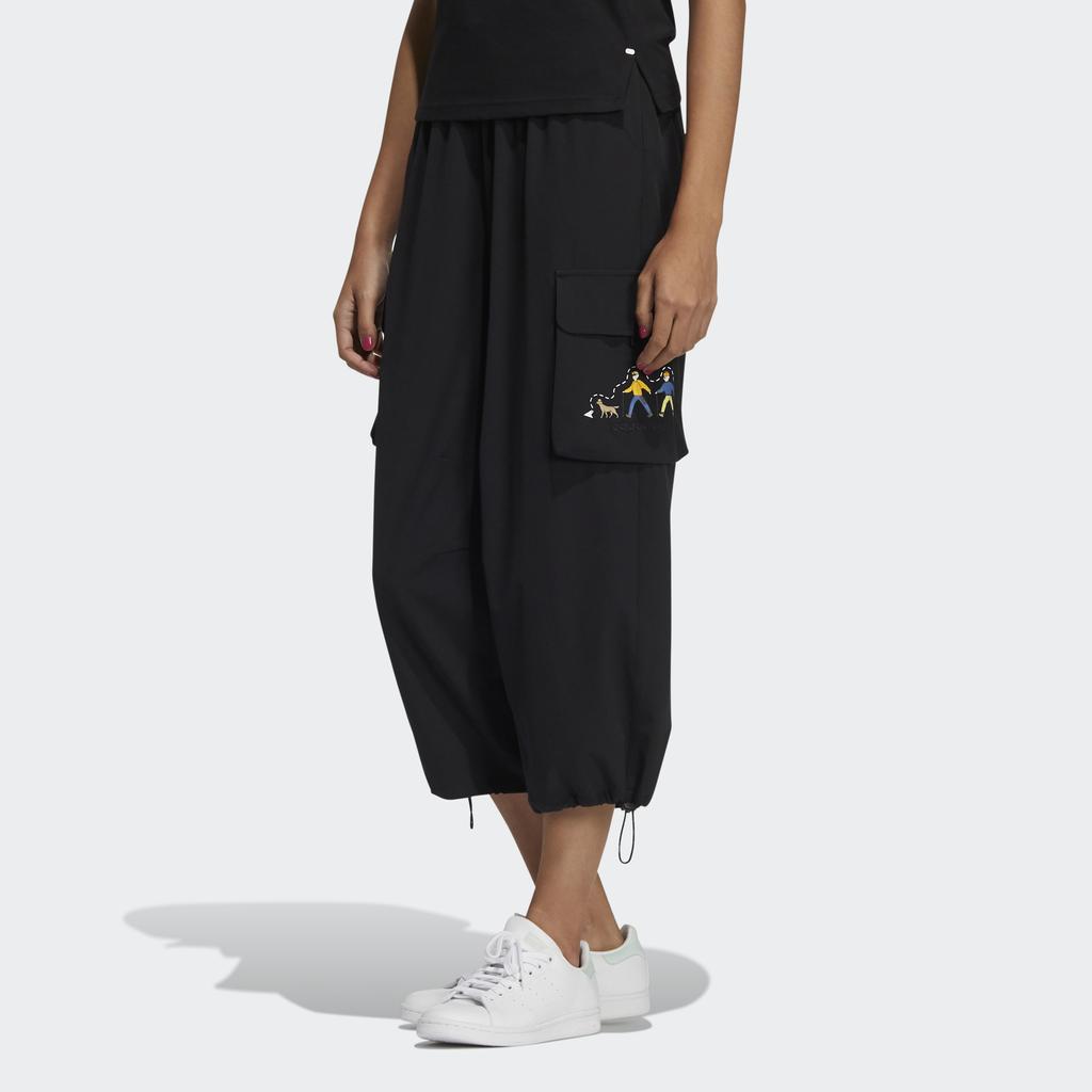 Adidas Neo Cartoon Pocket Mid-Waist Long Knitted Sweatpants Women Bottoms Black HG6597