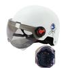 Men Motorcycle Helmet,Woman Electric Motor Car Scooter Bike Open Face Half Helmet,Anti-UV Safety Hat Bicycle Cap with Goggles