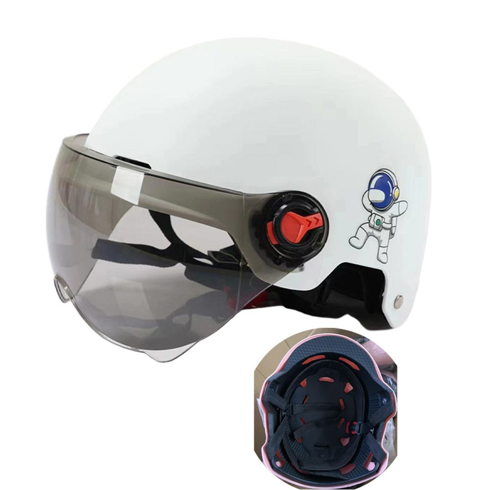 Men Motorcycle Helmet,Woman Electric Motor Car Scooter Bike Open Face Half Helmet,Anti-UV Safety Hat Bicycle Cap with Goggles