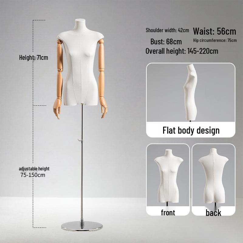 Adjustable Height Mannequin Stand with Arms for Women's Clothing Display