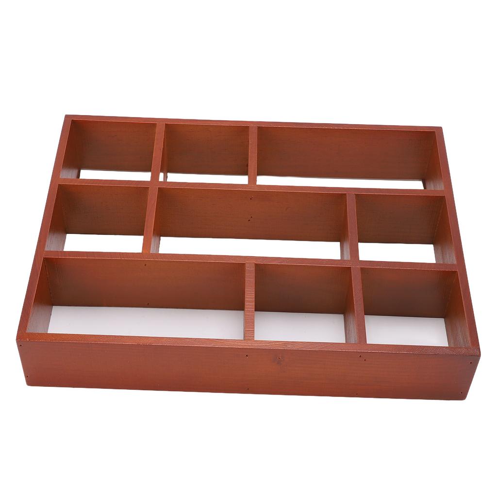 Wooden Wall Desktop Shelf 9 Compartments Multifunctional Vintage Wooden Wall Shelf Makeup  