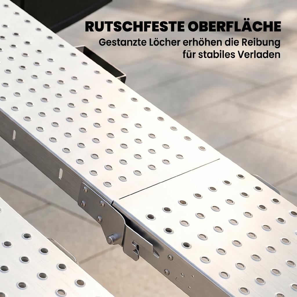 2-Piece Set Foldable Loading Ramp Metal Threshold Ramp with Handles up to 400 kg, for Tires up to 22.5 cm