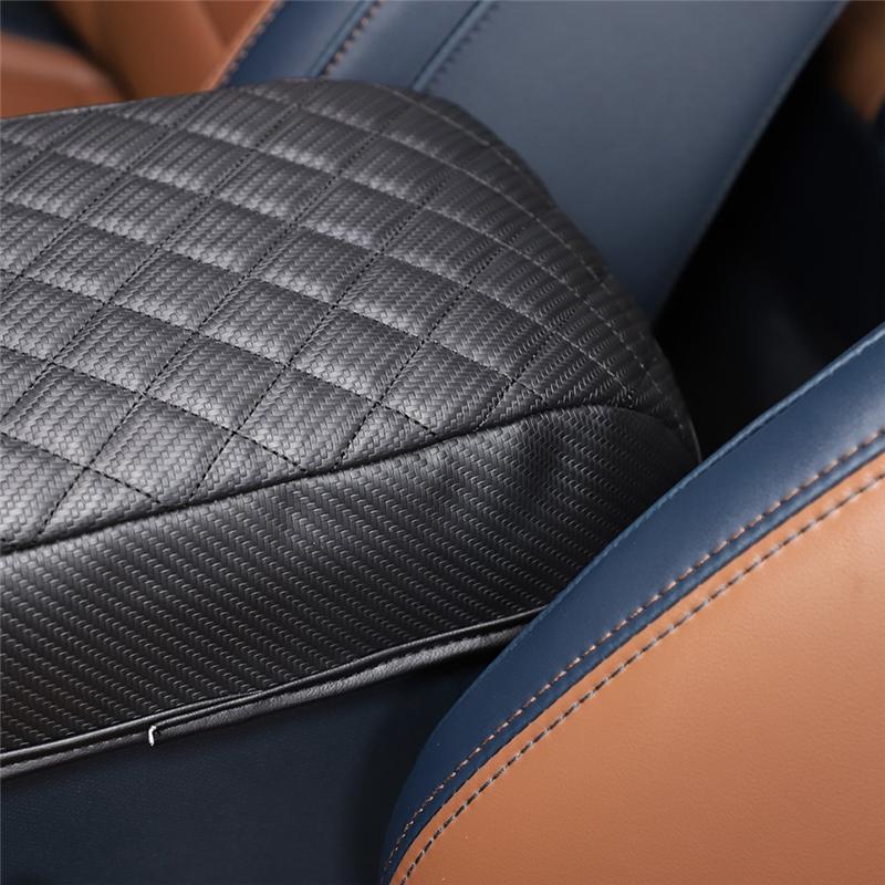 Car Stowing Tidying Armrest Box Panel Check Leather Carbon Fiber For Ford Maverick