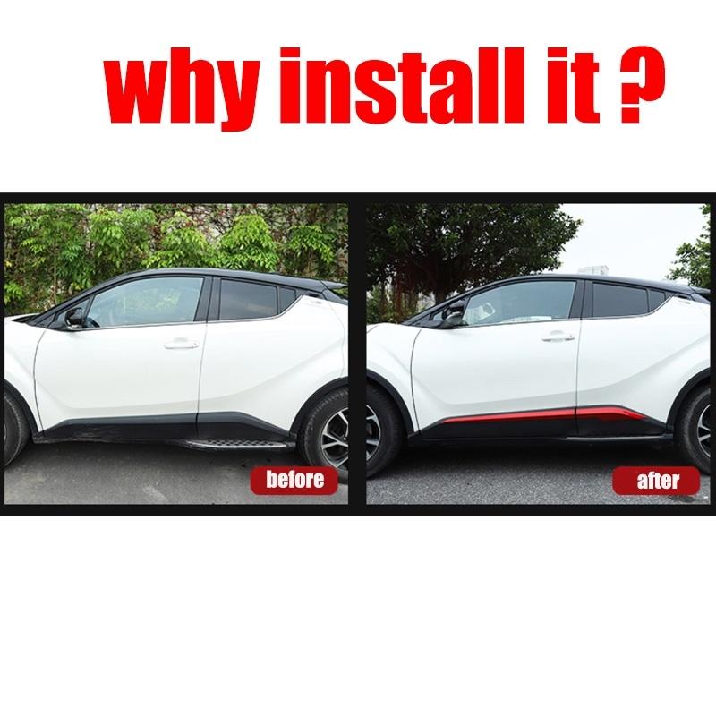For Toyota CHR C-HR XA10 2018     ABS Chrome Door Body Side Skirt Accent Moulding Sticker Trim  Accessories