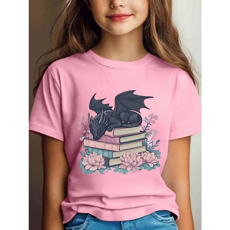 Girls Crewneck Short Sleeve Tee, Halloween Graphic Print Soft Casual Sport Top for Teens