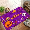 1pc Purple Cartoon Halloween Element Door Mat, Indoor Entrance Rug, Fleece Material, Sponge Thickness 1.02cm, Pumpkin Skull Spider Candy Print, Fun Fe