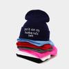 New letter embroidery brimless stacking hat men's and women's simple versatile ear protection knitted hat couple wool hat