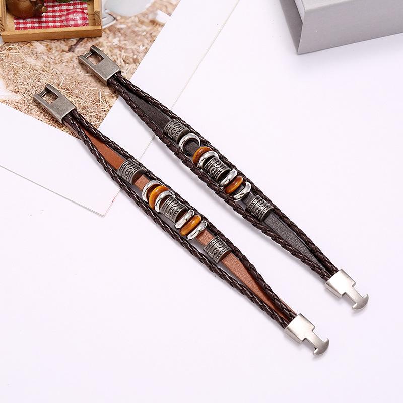 Fashion PU Leather Bracelet Vintage Style Jewelry for Men Women Adjustable Wristband Punk Rock Casual Gift